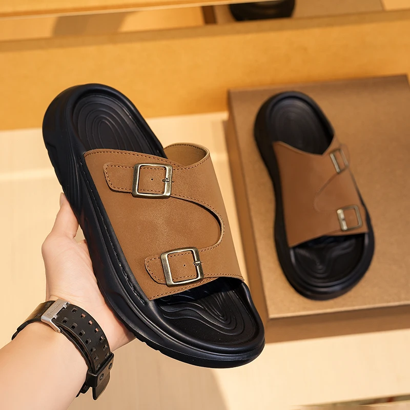 

Summer Open-toe Flip-flops Man Beach Shoes for Men Light Rubber Foam Sole Fashion Casual Non-slip Large Size Slippers Shoes Man