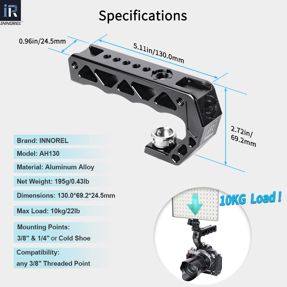 INNOREL AH130 Camera Top Handle with 3/8