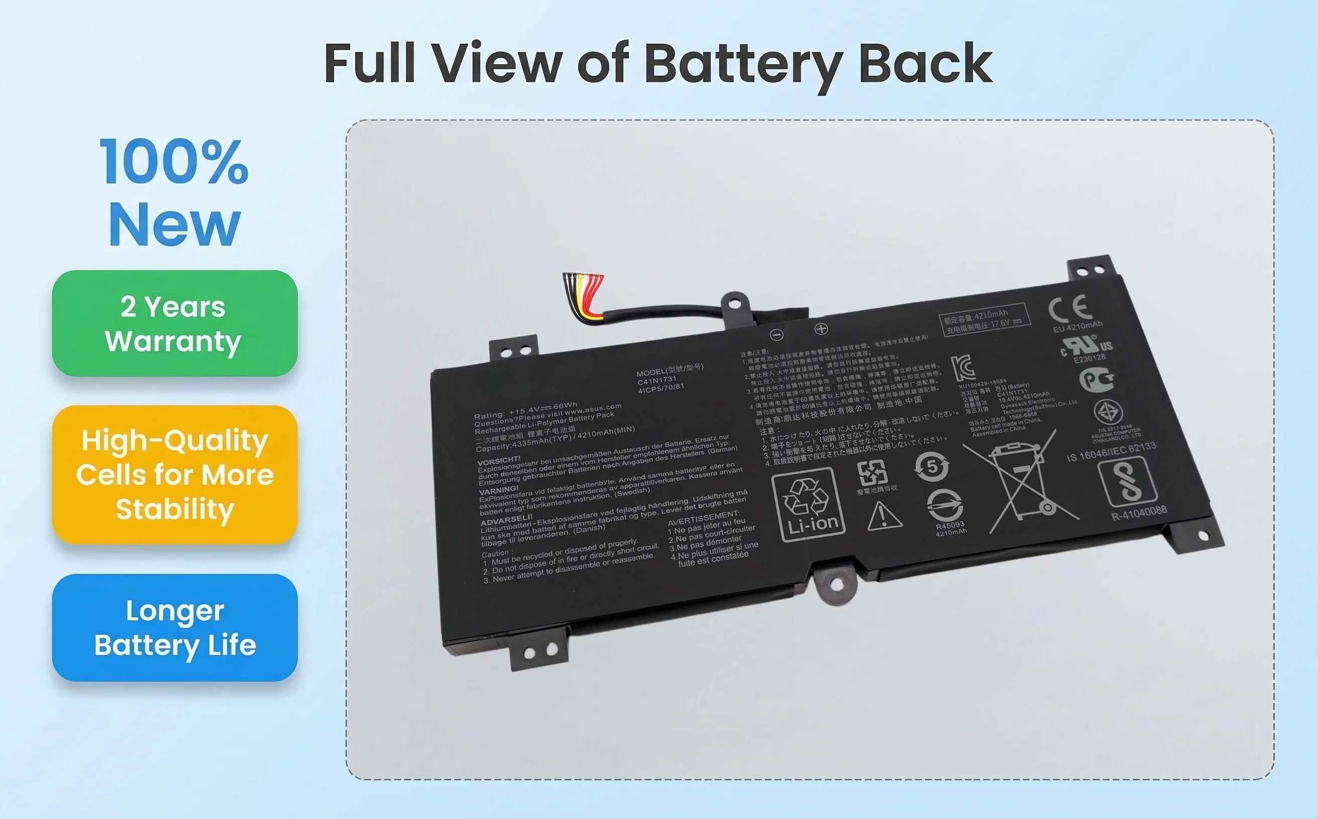C41N1731 C41N1731-2 Laptop Battery For ASUS ROG Strix Scar/HERO II G712 G732 G731 Gl704 GL504GM GL504GW GL504GS G515GV GL704GM