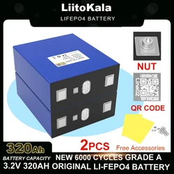 2pcs LiitoKala 3.2V 320Ah Lifepo4 Battery Lithium Iron Phosphate for 12v 24v inverter Travel Solar Campers batteries Grade A