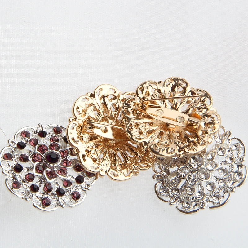 24PCS Clear Crystal Rhinestones Brooches For Women Wedding Bridal Gold Plated Brooch Pins For DIY Wedding Bouquet Kits