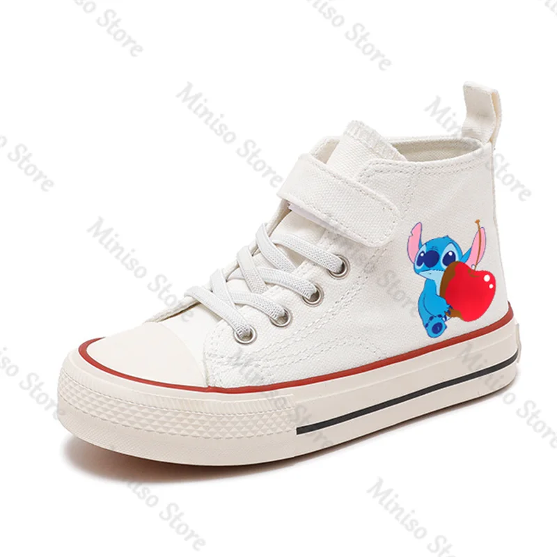 New Girl High-top Lilo Stitch Boys Kid Canvas Shoes Disney Casual Cartoon Sport comfort Shoes Children Print Boys Tennis Shoes