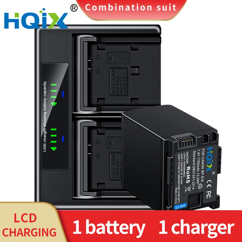 

HQIX for Canon HF M31 M32 M40 M41 10 11 100 HG20 HG21 XA10 S10 S20 S30 S21 S100 S20 Camera BP-819 Dual Battery Charger