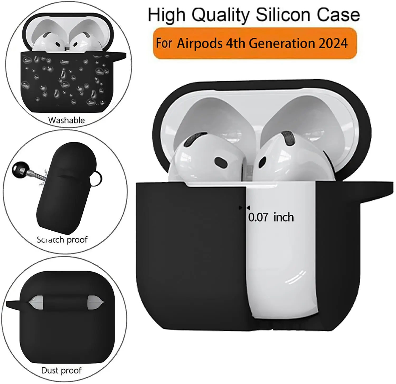 Novo para airpods 4 capa (2024) com kit de limpeza capa protetora de silicone macio com chaveiro para airpods 4a geração caso