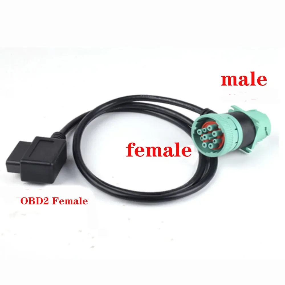 For Cummins 9Pin J1939 Truck Y Cable to OBD2 16Pin Female Adapter J1939 9Pin Cable for cummins/cat Diagnosctic Tool Connector