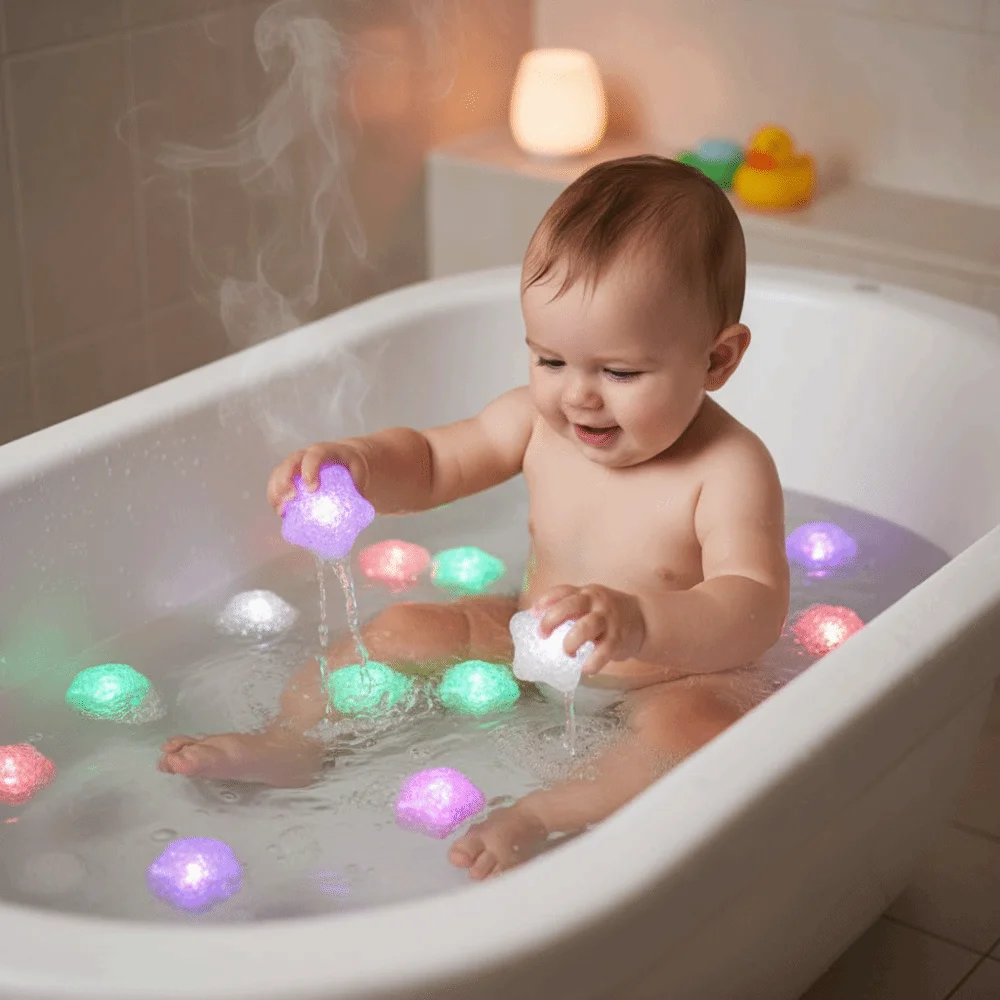 12pcs/box Water Induction Design Induction LED Glowing Star Bath Excellent Waterproof Performance Waterproof Shower