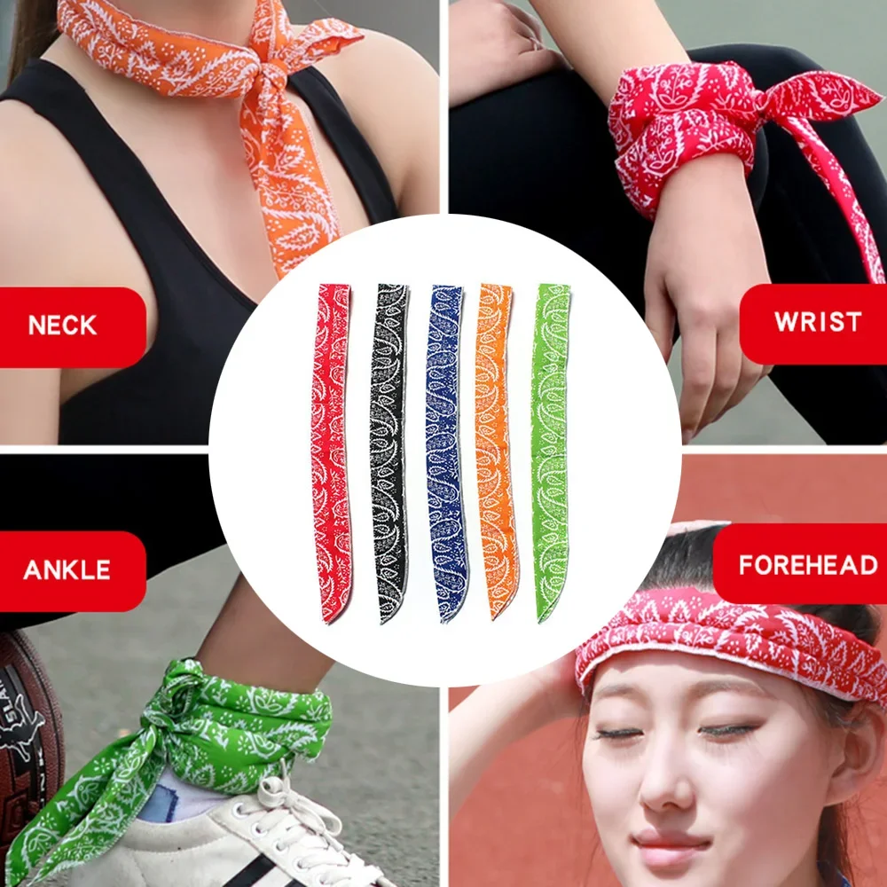 Summer Cooling Neck Wrap Bandana Multifunctional Ice Cooling Scarf Headband Wristband Sun Protection Towel for Outdoor Sports