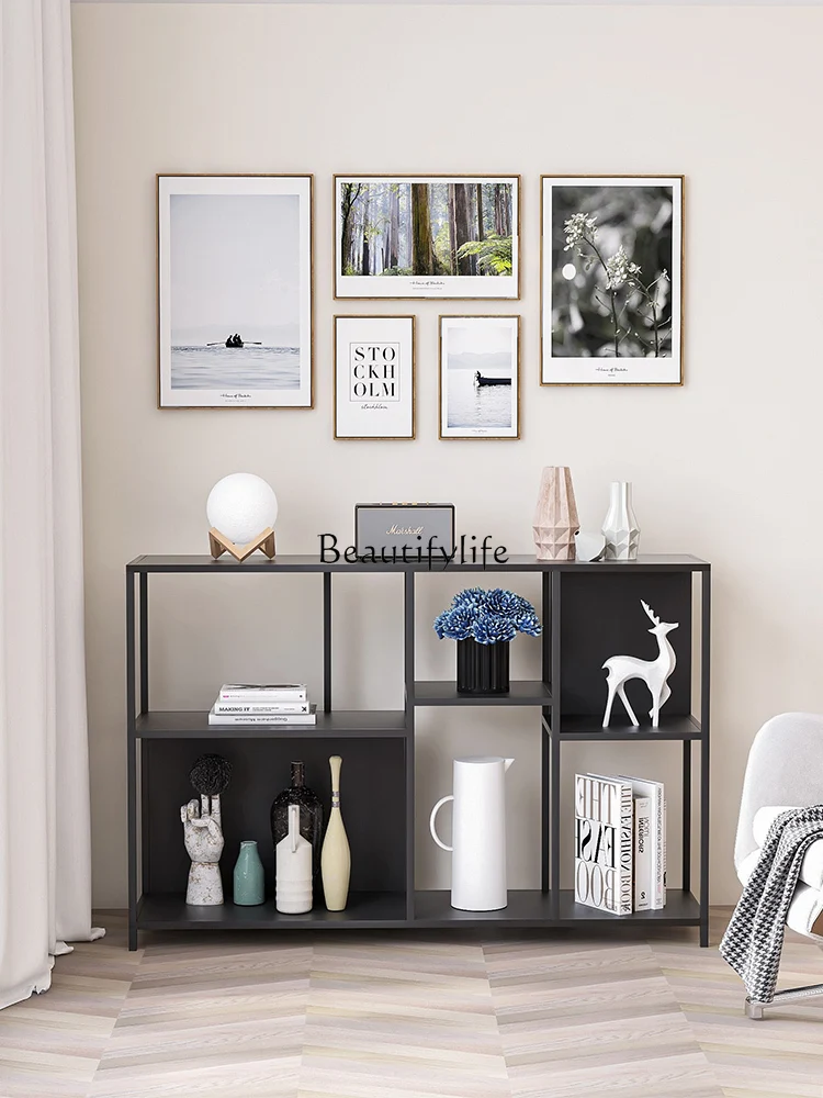 

Nordic Living Room Shelf Floor Multi-Layer Bookshelf Cabinet Iron Partition Wall Storage Display Rack