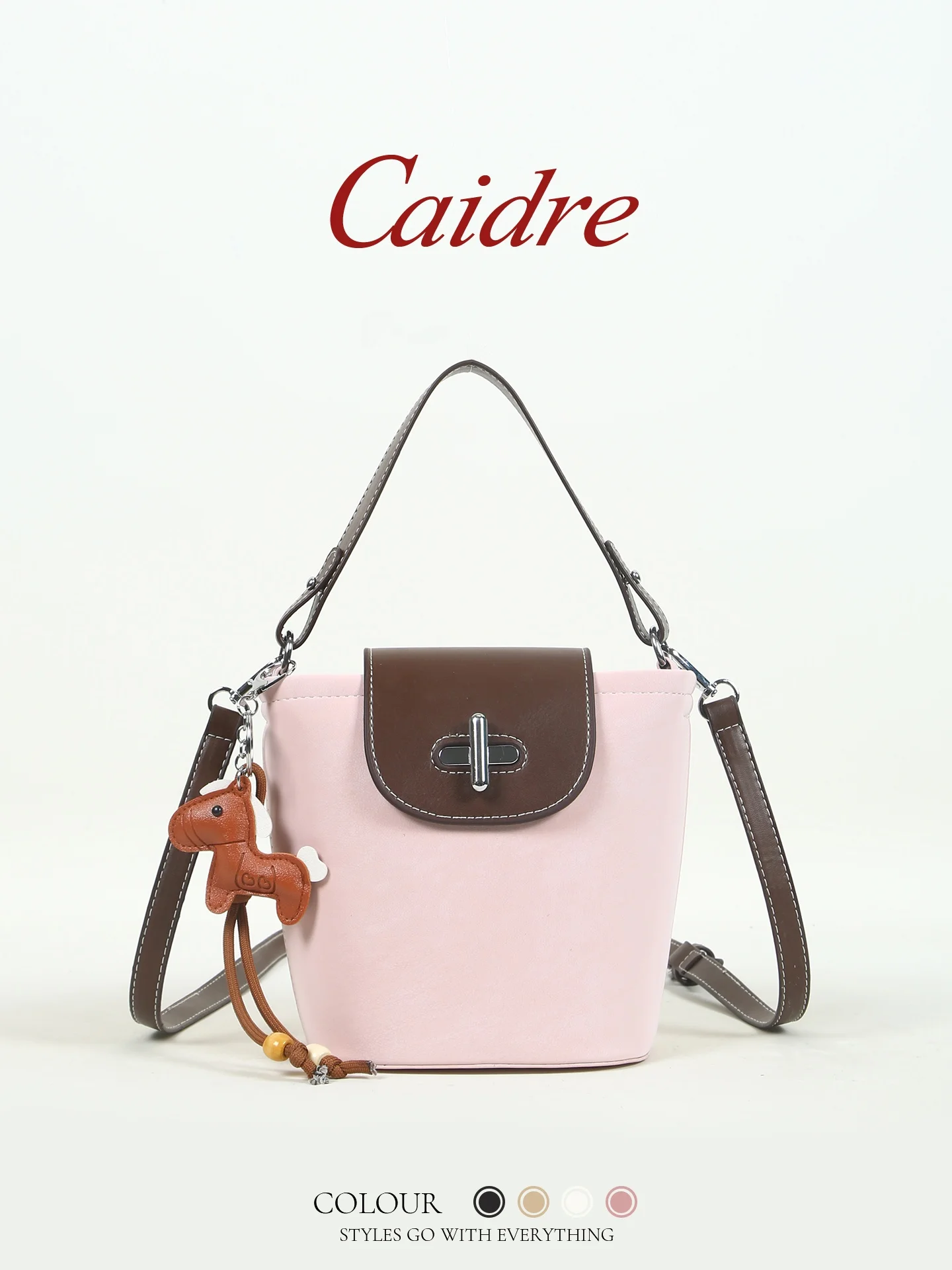

Caidre Commuter Bucket Bag Women's Crossbody Single Shoulder Bag 2026 New Style Office Small Handle Bag Soft Leather Handbag