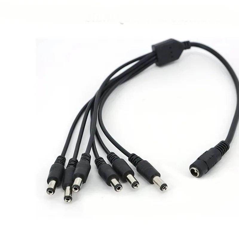 DC 5.5x2.1mm 1-to-6 Power Splitter Cable - 12V Power Supply Extension Cord for CCTV, LED Strip light (1 Female to 6 Male)