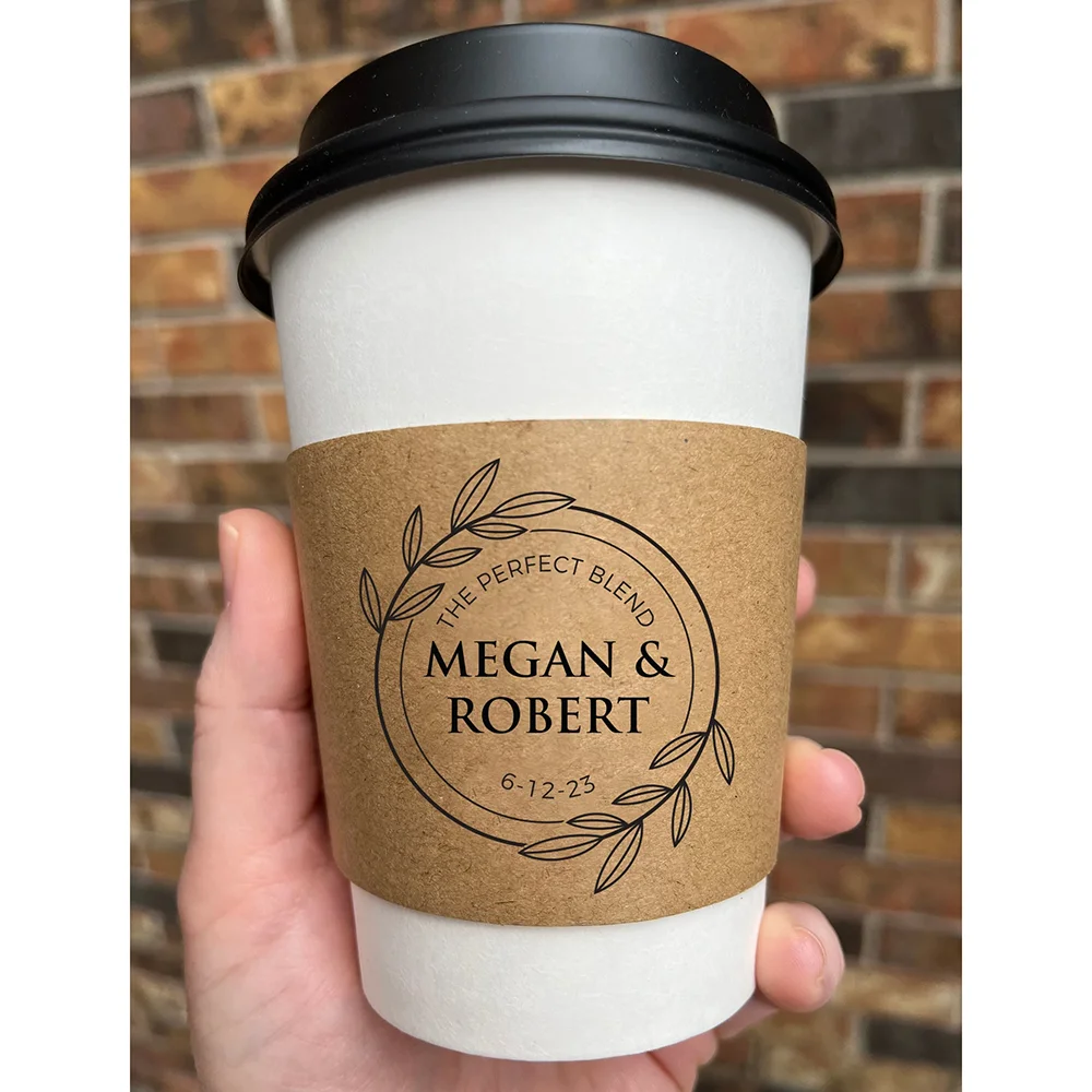 Custom 10Pcs Wedding Coffee Cup Sleeves Engagement Party Desktop Decoration Accessories Bridal Shower Gifts Anniversary Supplies