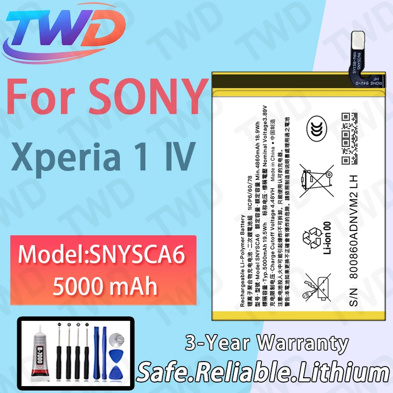 

Батарея SNYSCA6 большой емкости 5000 мАч для Sony Xperia 1 IV, новые высококачественные батареи + бесплатные инструменты
