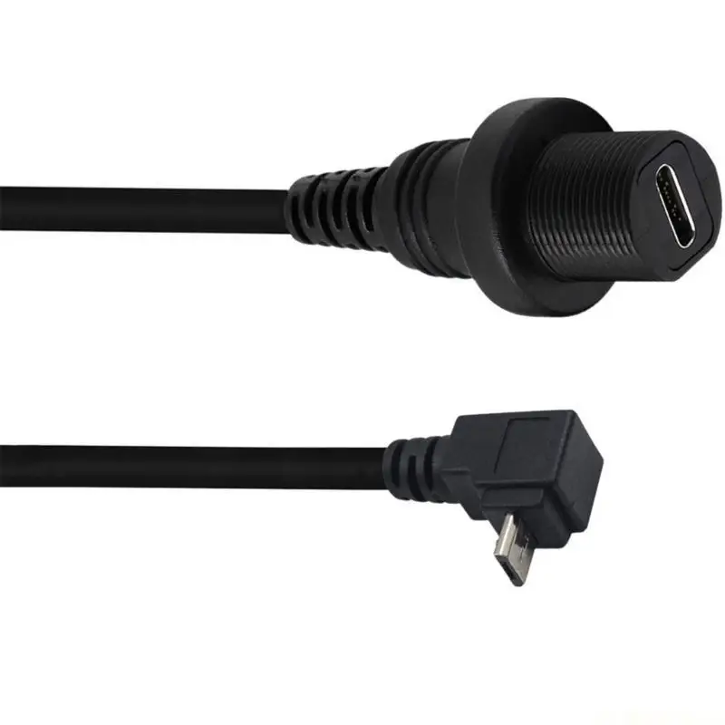 E56B PVC USB C to 5Pin Right Angled Converters Cable Sync Charging and Data Transferring for Car Dashboards 0.3 Meter