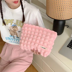 Ins Fresh Sweet Candy Color Bubble Yarn Clutch Cosmetic Bag Maquiagem Viagem Skincare Toiletry Organizer Daily Makeup Pouch