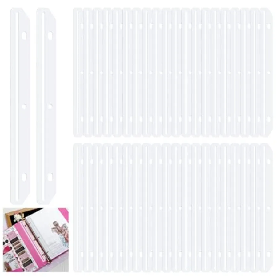 40Pcs Magne Holders for Binders 3 Hole Puhed Plastic Magne Organizer Binder Accessories 3 Ring Binder Insert Strips for File Bo