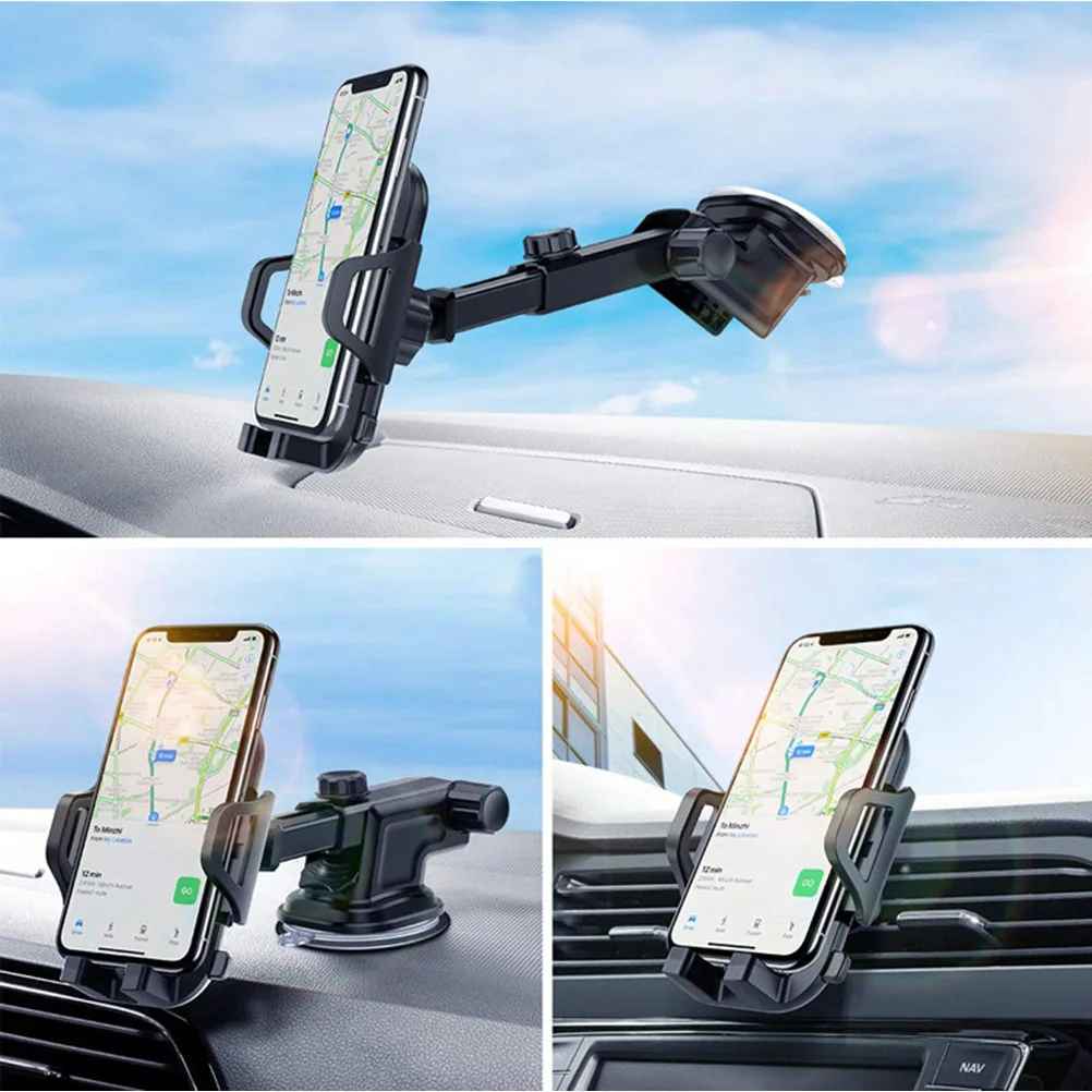 

Mount Car Phone Holder Suction Cup Black Universal 360 Degree Rotation Easy Setup Removable Dashboard Car Phone Bracket