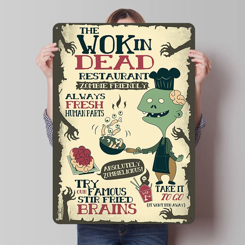 The Wok In Dead Gedrucktes Poster, anpassbare Wandkunst, Retro-Vintage-Metallblechschilder für Zuhause, Zimmer, Kaffee, Bar, Zubehör, Männerhöhle
