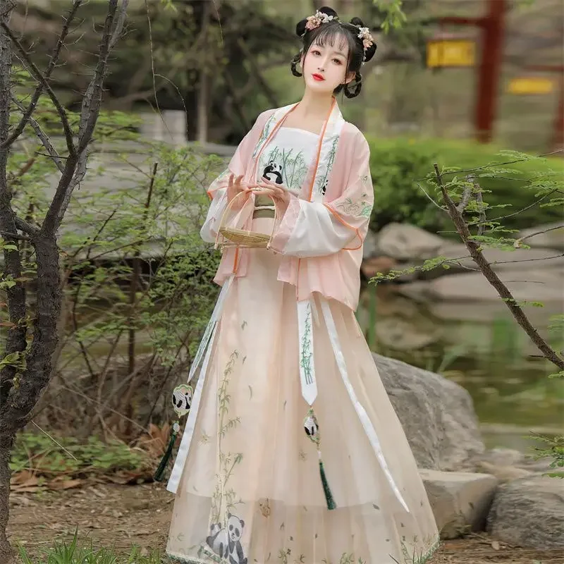 Robe Hanfu traditionnelle chinoise de la dynastie Ming pour femmes, costume de cosplay de princesse élégant, 4 pièces trempées, 3 documents, Krasnobroderie d'automne