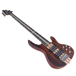 Active Electric Bass Guitar 5 String Neck Through 43 Inch Solid Ashwood Body Maple Neck Red Brown Natural Color High Quality