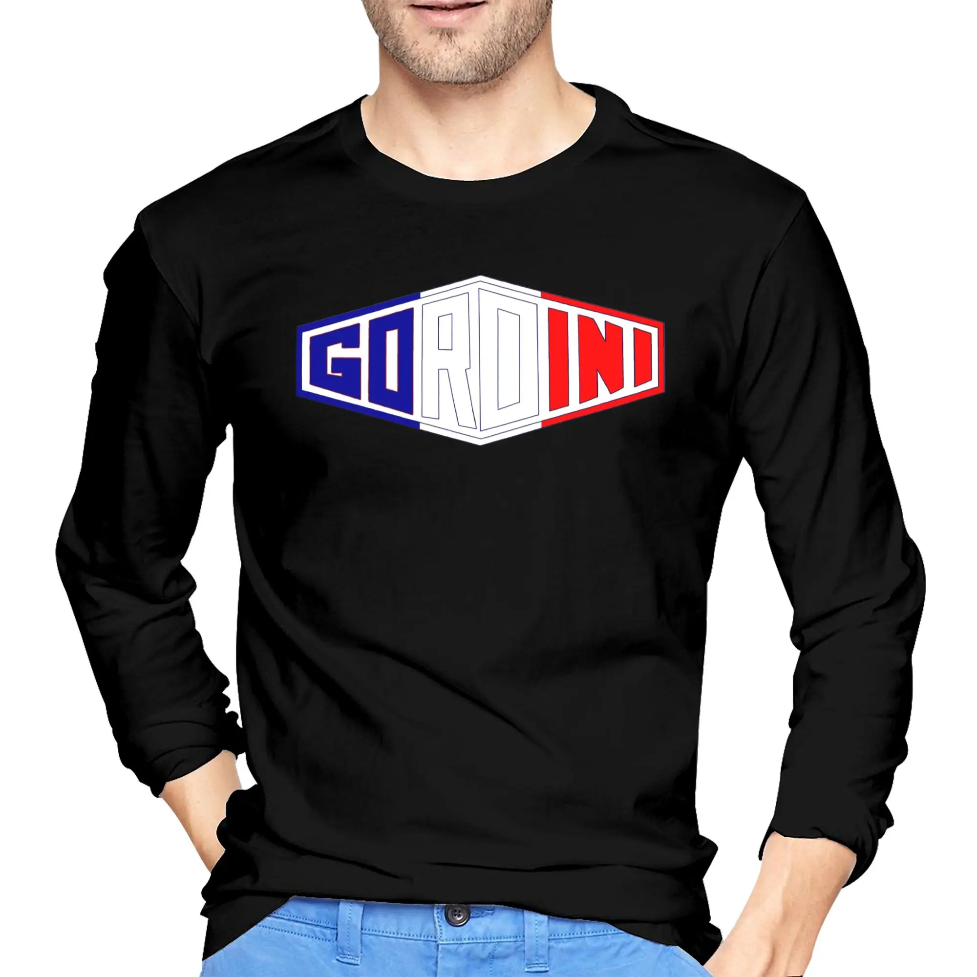 

Активная мужская футболка с длинными рукавами и эмблемой Gordini, дышащие футболки с круглым вырезом, весенние и осенние мужские топы