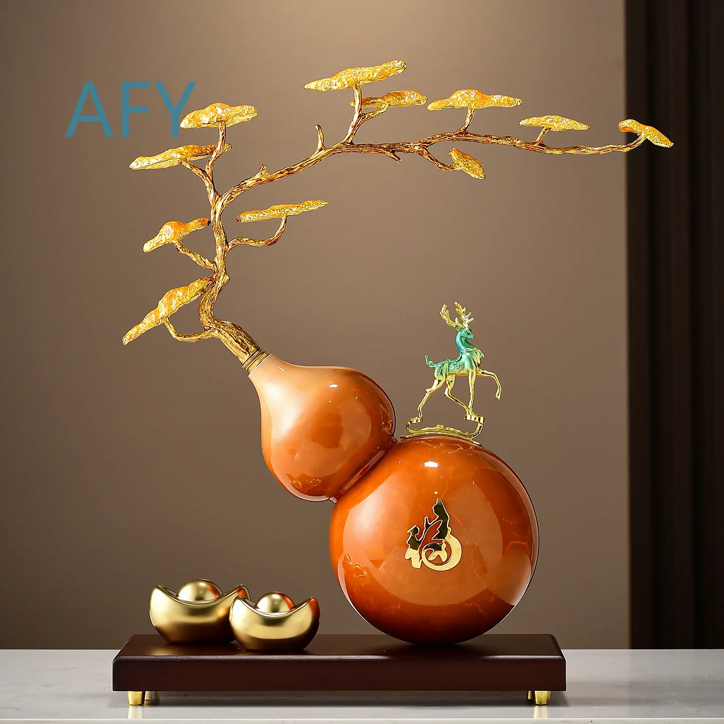 Lucky Wealth and Deer Ornament for Home Decoration for Living Room TV Stand Wine Cabinet Office New Home Gift