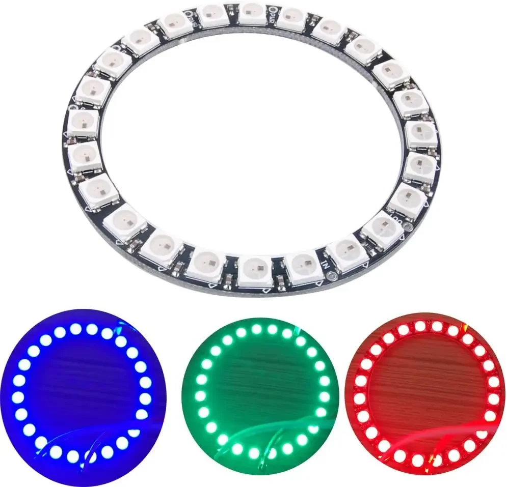 Modulo WS2812B Striscia 24 bit 24 X WS2812 5050 RGB LED Lampada ad anello con driver integrati 24 per