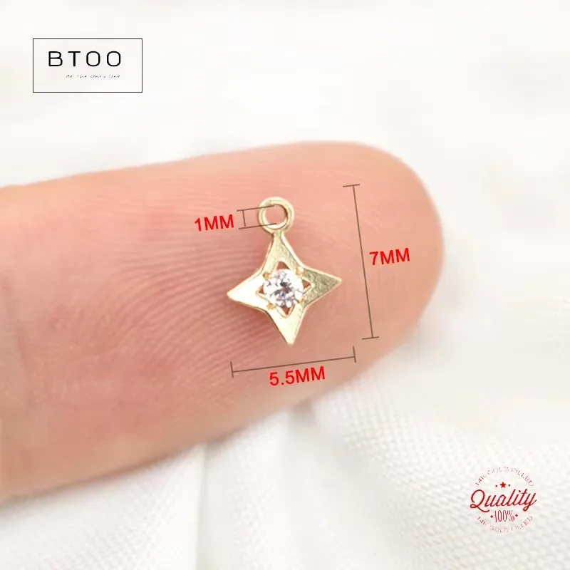 14K Gold Filled Star Charm Connector Pendant with Single Hole And Zircon Tarnish Resistant DIY Jewelry Findings for Necklace