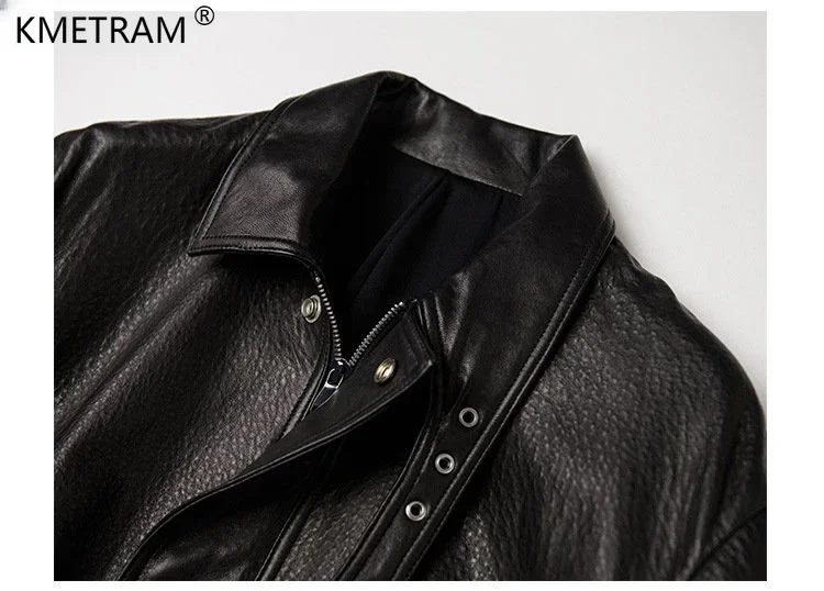 KMETRAM High-end Genuine Leather Jacket Women 2024 Short Casual Black Leather Jackets Real Sheepskin Coat Elegant Streetwear