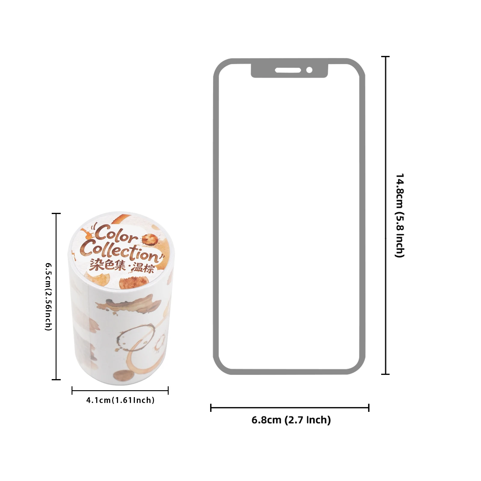 Etori Life 1Pcs/5Pcs/10Pcs 65Mm*2M Caramel Ink Wash Tape with Mottled Color Blocks and Coffee Circle Spot Pattern, Suitable for Journals, Collage Materials, Laptops, Water Bottles, Handbags, Wall Stickers, Photo Albums, Guitars, Pencil Cases and Holders, Office Decoration Supplies, Scrapbooking Supplies, Room Decoration, DIY Decoration, Party Stickers, Cycling Decals