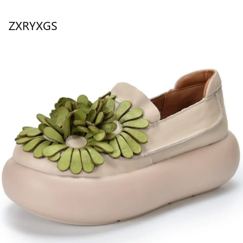 

ZXRYXGS/2022, осенняя обувь премиум-класса из искусственной кожи с цветами и цветами, туфли на платформе и среднем каблуке, модные элегантные банкетные туфли