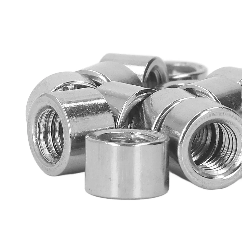 20pcs Female Fully Threaded Round Coupling Nuts M8 Fasteners Stainless Steel Coupling Nut Connector Nut Fastener