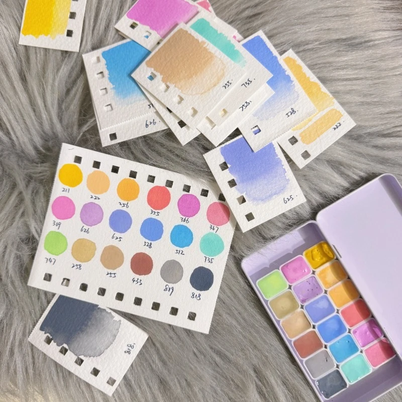 White Nights 18 Colors Macaron Solid Watercolor 0.5ml 1ml Portable Box Candy Pastel Paint for Drawing Sketch Art Supplies