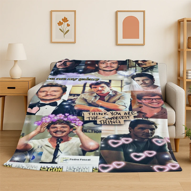 Fashion Pedro Pascal Star Flanelldecke, weiche, warme Überwurfdecke für Schlafzimmer, Wohnzimmer, Bett, Reisen, Camping, Picknick, Geschenk für Kinder
