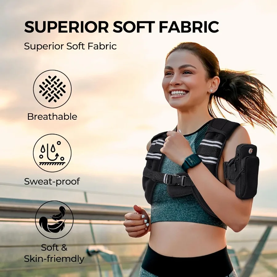 Colete ponderado ajustável para homens e mulheres: resistência ajustável de 4 lb a 30 lb com faixa reflexiva, ideal para treinamento de força