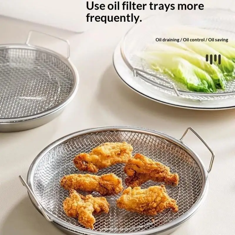 Stainless Steel Mesh Frying Drain Pan Strainer Colander, Food-grade Kitchen Oil Filter Tray 2026