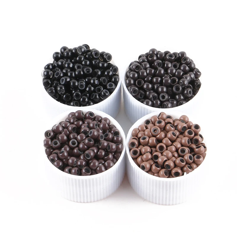 2.9x1.6x2.0mm Nano Silicone Rings Copper Micro Link Beads Silicone Lined Hair Extension Rings With 9 Colors
