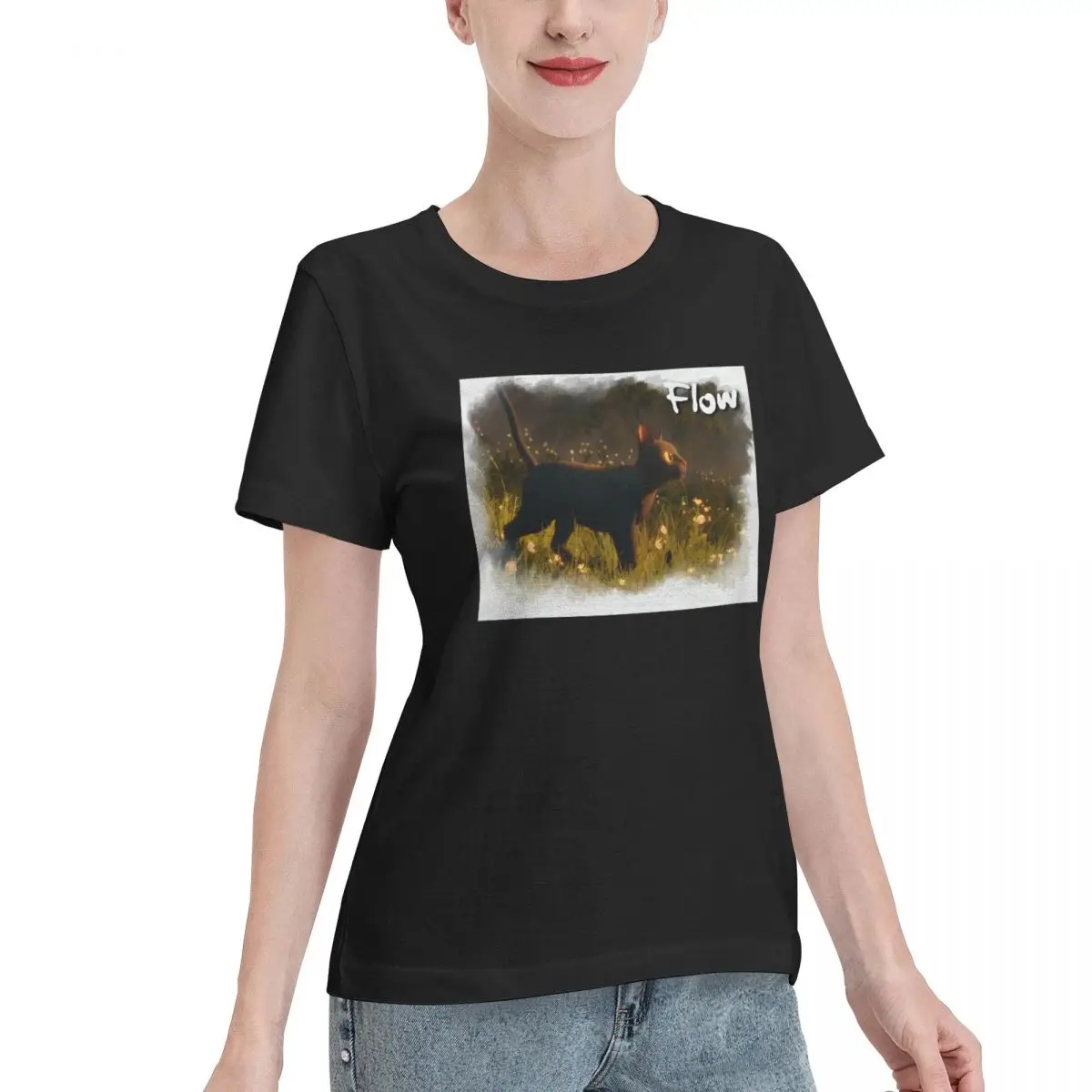 Free Matching Cat Flow Animation Movie Women's T-shirt Chic Outdoor Casual Top