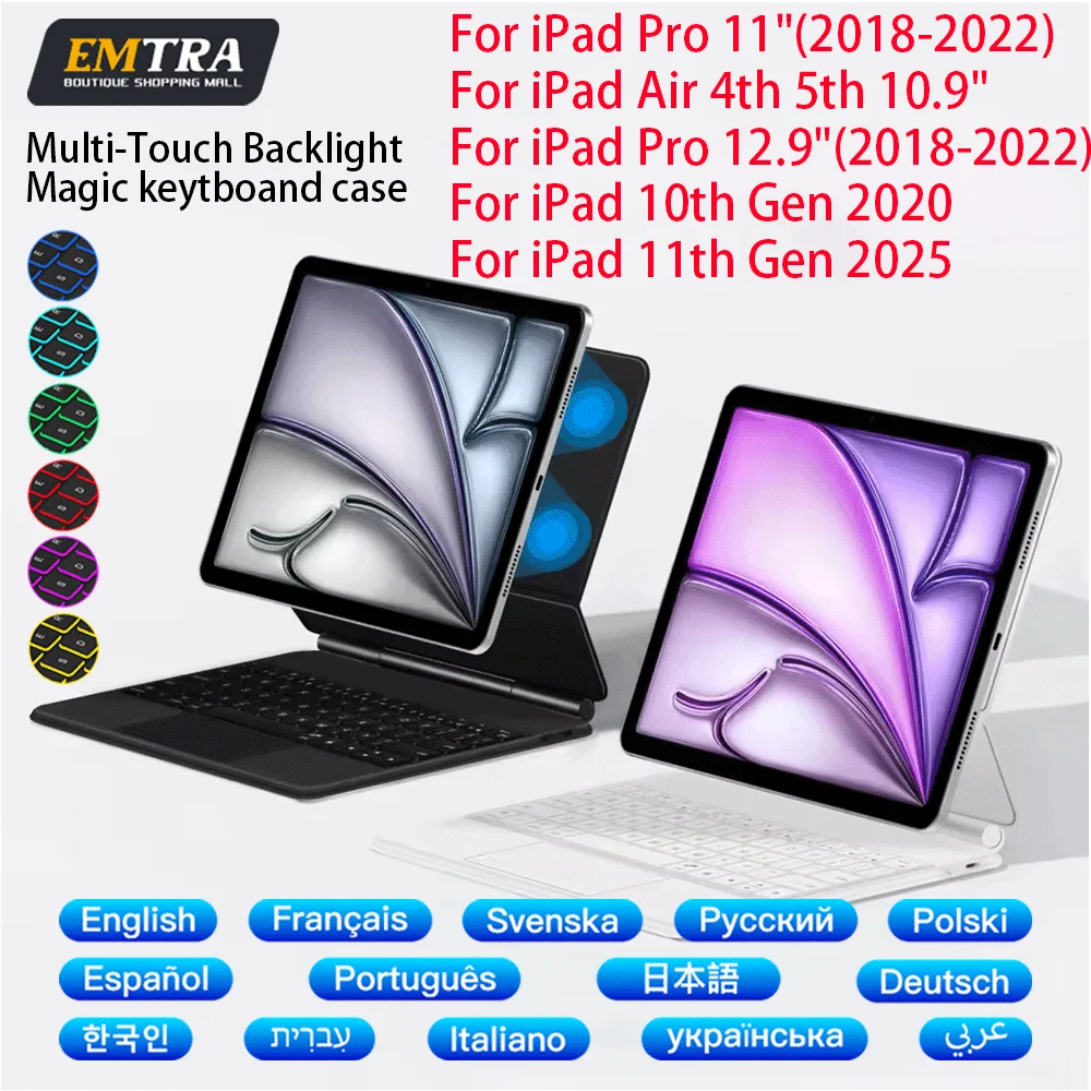 Clavier magique sans fil Bluetooth, pour iPad 11e 2025 Air A16 12.9 Por 6e 5e 4e 3e 10.9 Air 4 5, étui intelligent coréen