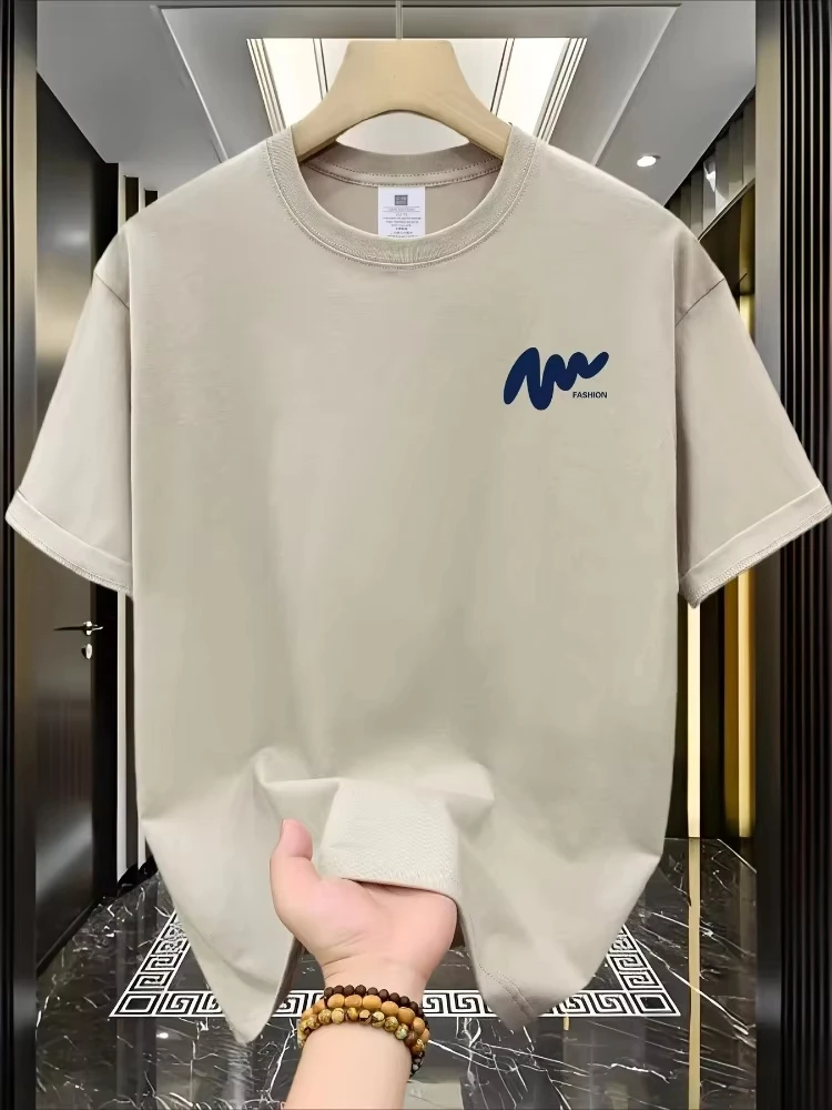 2026 Heißer Verkauf Herren Sommer Lässiges, lockeres, modisches, schlichtes T-Shirt mit Buchstabenmuster, bedruckt, bequem, Rundhals, Kurzarm – Detail 7