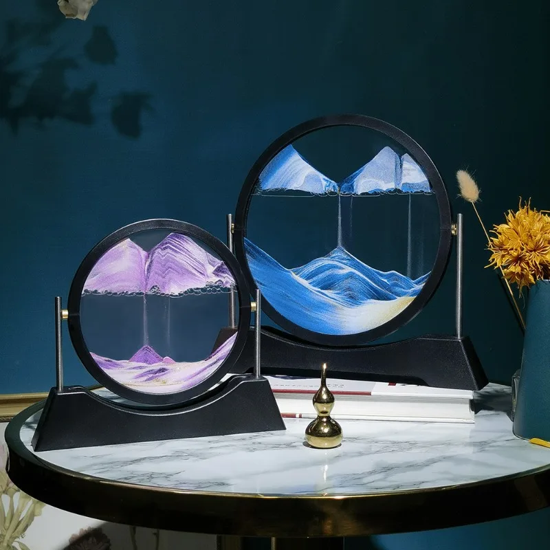 Paysage de sable mobile cadre d'art sable mouvant 3D sablier liquide dynamique peinture de sable cinétique sable coulant bureau décor à la maison cadeaux