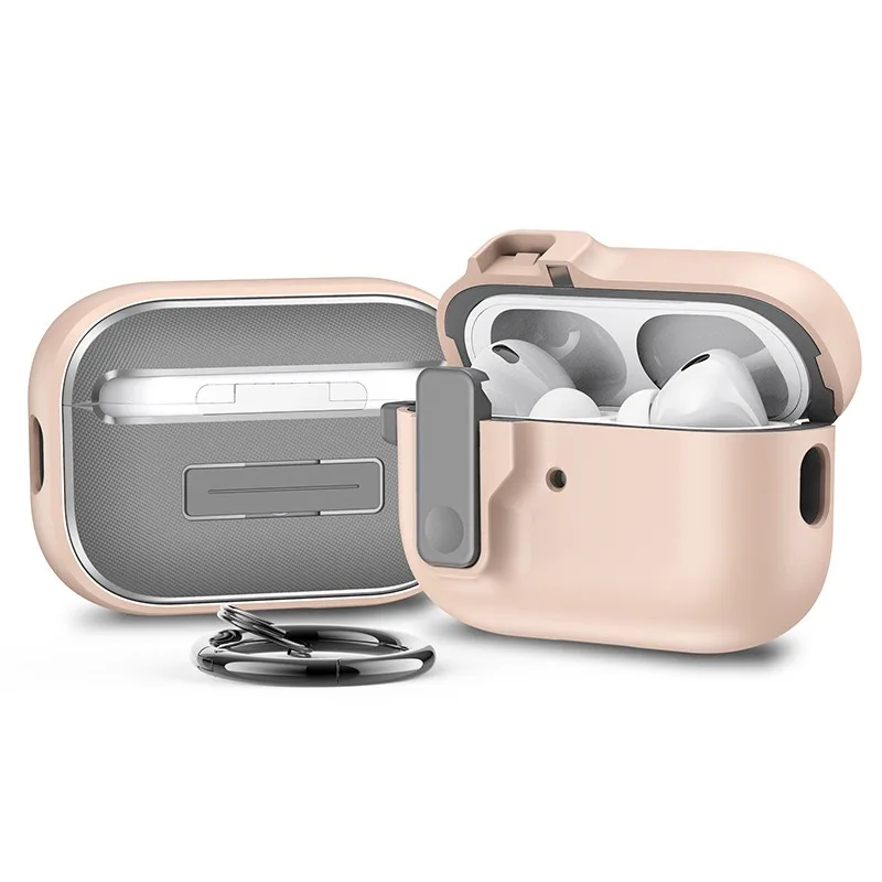 

Secure Lock Armor Shockproof Case with Magnetic Keychain for AirPods Pro 1 2 and AirPods 3 4 2021 2024 Protective Cover