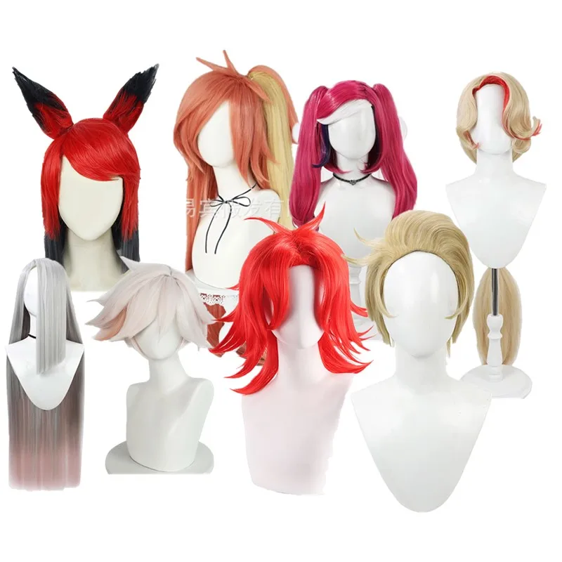 

Бархат Аластор Люцифер Косплей Парик Аниме Niffty Sir Pentious Синтетические волосы Карнавальный костюм Чарли Аксессуары Головные уборы