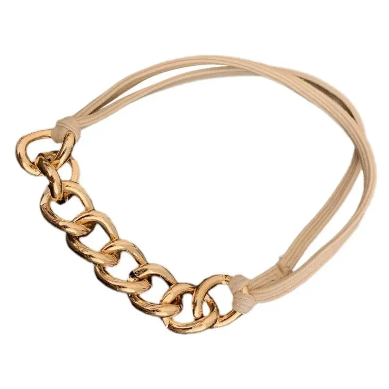 

P9FE Elastic Metal Hair Tie Headwear Hair Bands For Secure And Stylish Ponytails