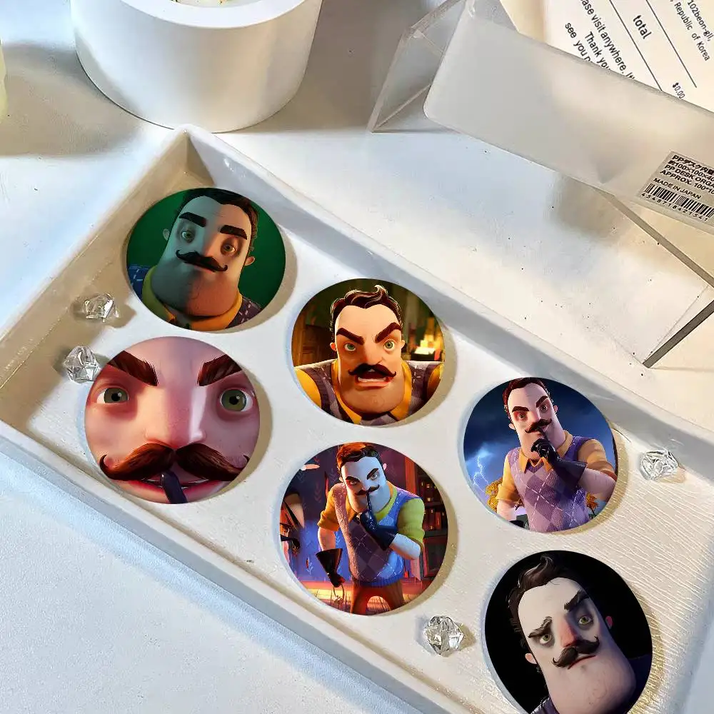 1pc Popular Horror Game Hello N-Neighbor Cartoon Style Badge Brooches On Backpack Decoration Round Enamel Pins For Accessorys