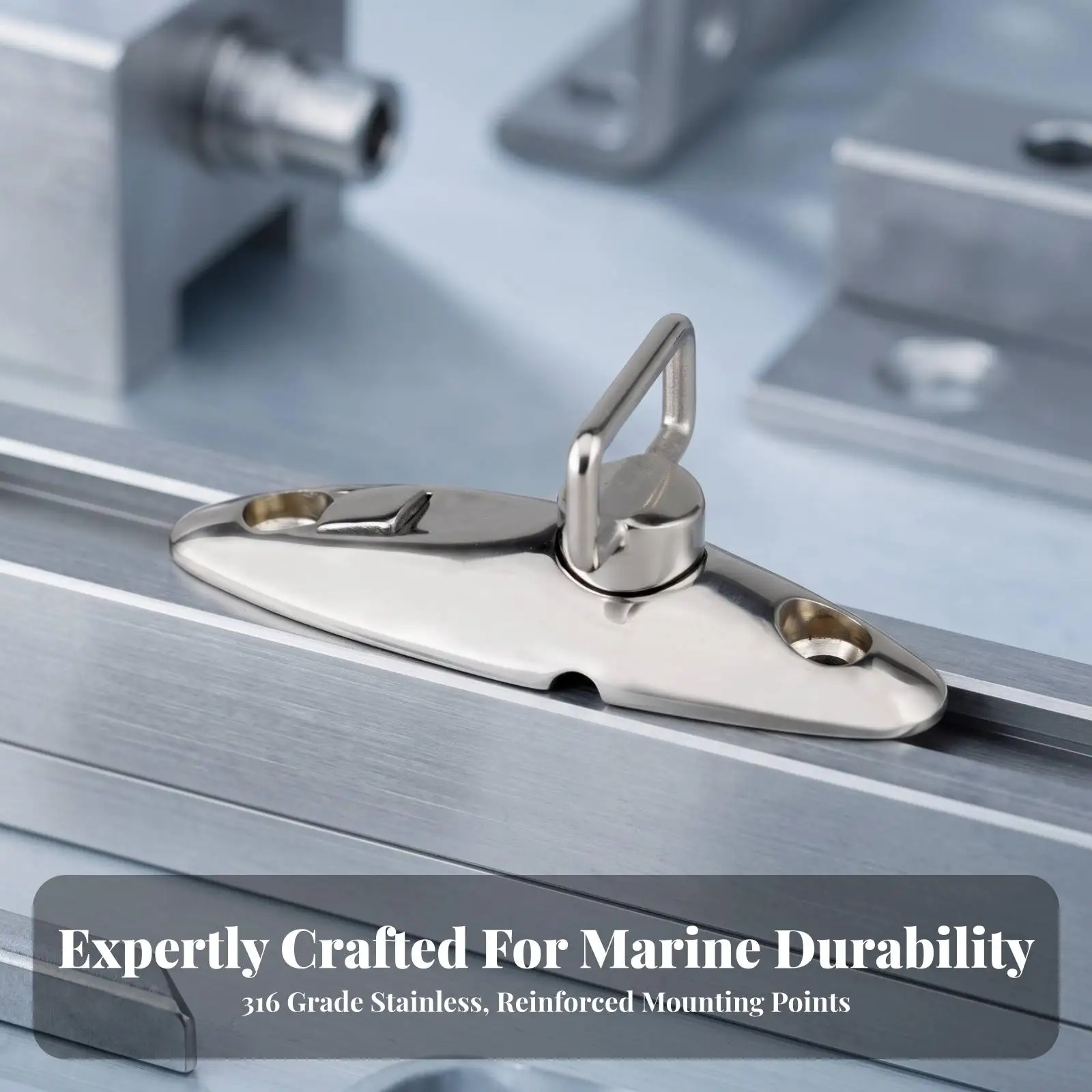 Boat Deck Hinge Stainless Steel Oval Plate for Bimini Top Canopy Fittings 316 Marine Grade Rotating Loop Saltwater Resistant