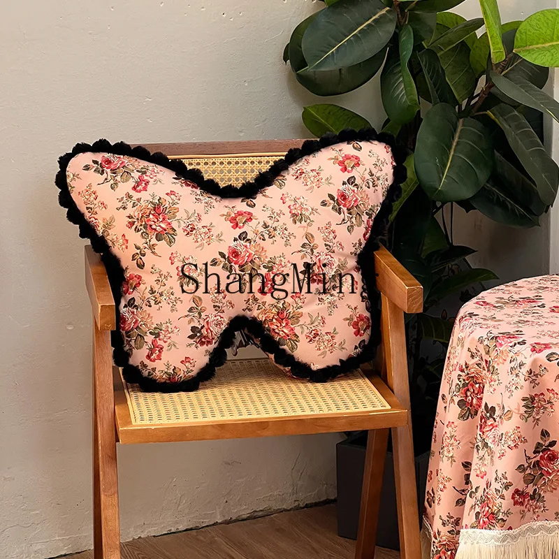 DSA pastoral chair cushion pillow sofa homestay premium butterfly throw pillow bedroom bedside back cushion