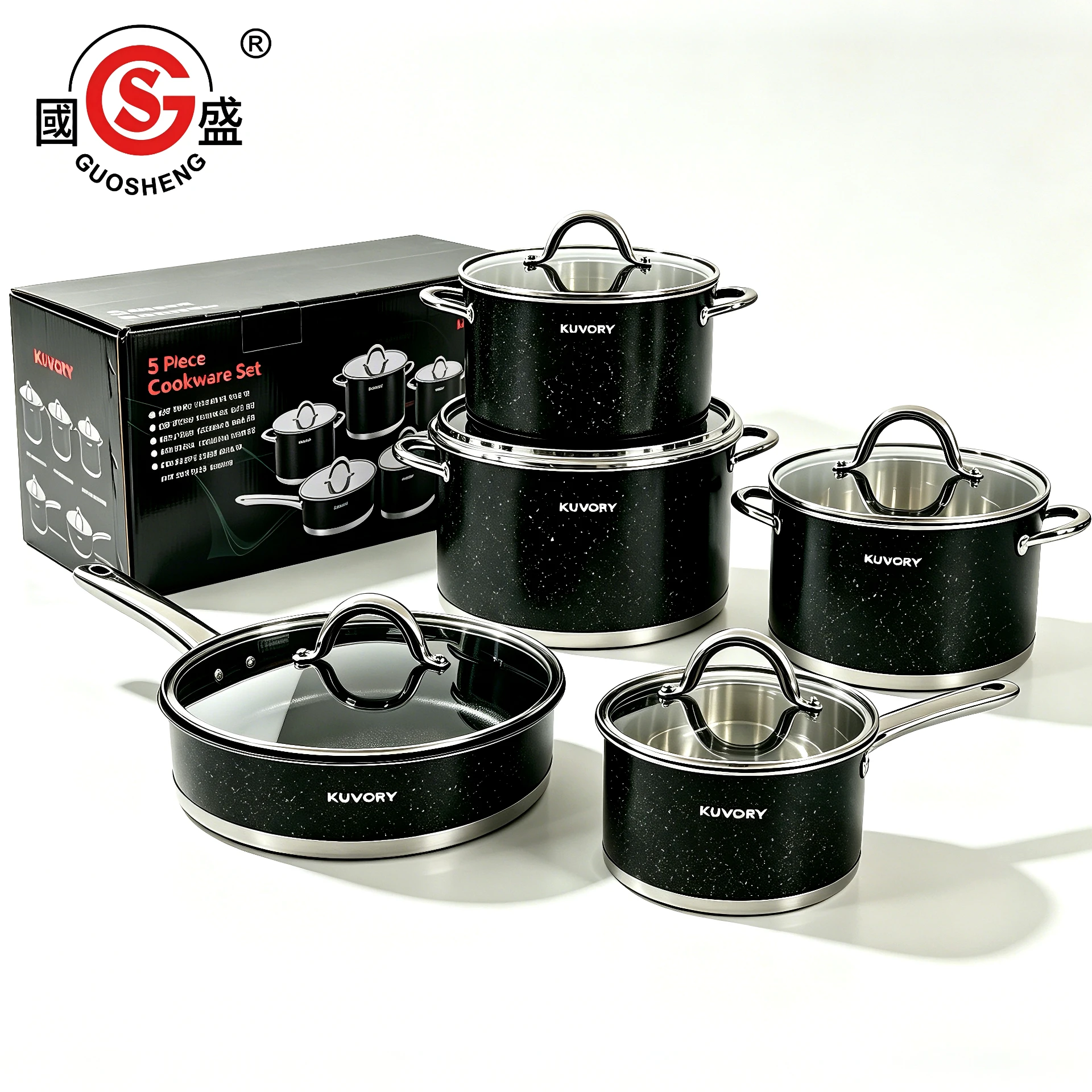 12PCS Stainless Steel Cookware Set Non Stick Cooking Pot Kitchen Pots and Pans Frying Pan With Lids Saucepan Pot Set