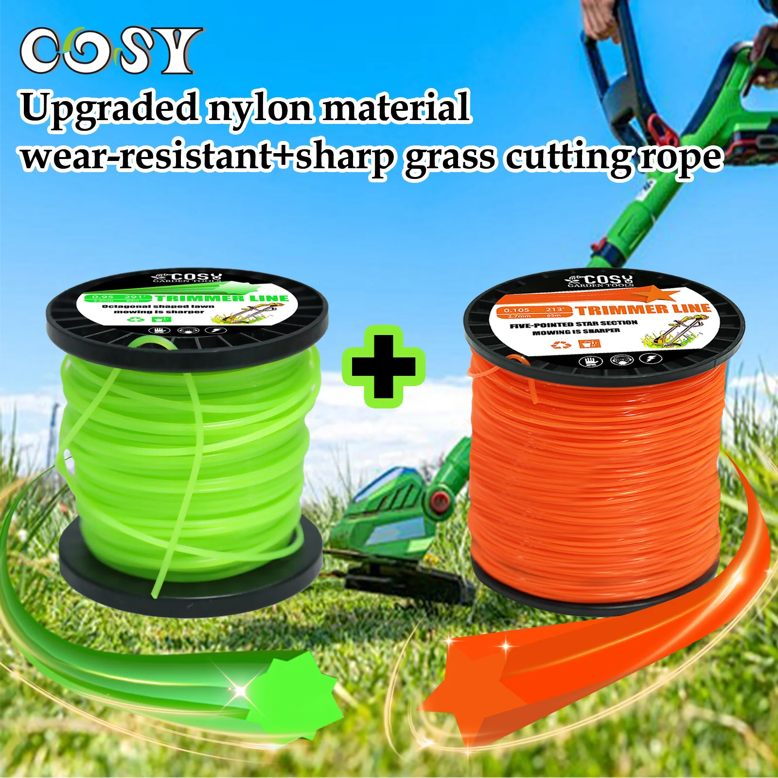 2.4mm130m Nylon Octagonal shape Mowing Trimmer Line Trimmer Head String for Grass Trimmer Roll Grass Rope Line Brushcutter Wires