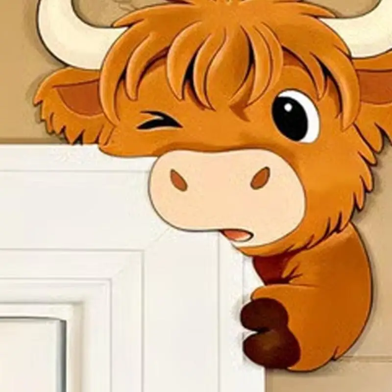 High Land Cattle Wall Decal Adhesive Door Frame Accent Sticker Easy To Apply 0XXB