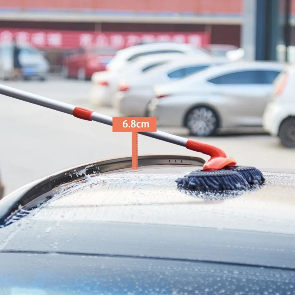 Double Brush Head Car Washer Mop Long Handle Three-Section Telescopic Car Cleaning Brush Super Absorbent 360° Flexible Rotation